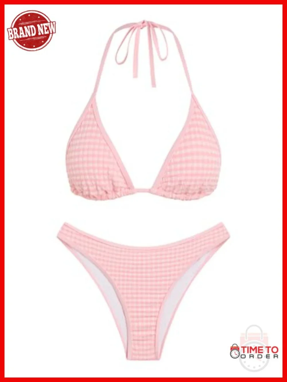 Halter Bikini Set - Triangle Top, High Cut Bottom, 2 Piece Swimsuit